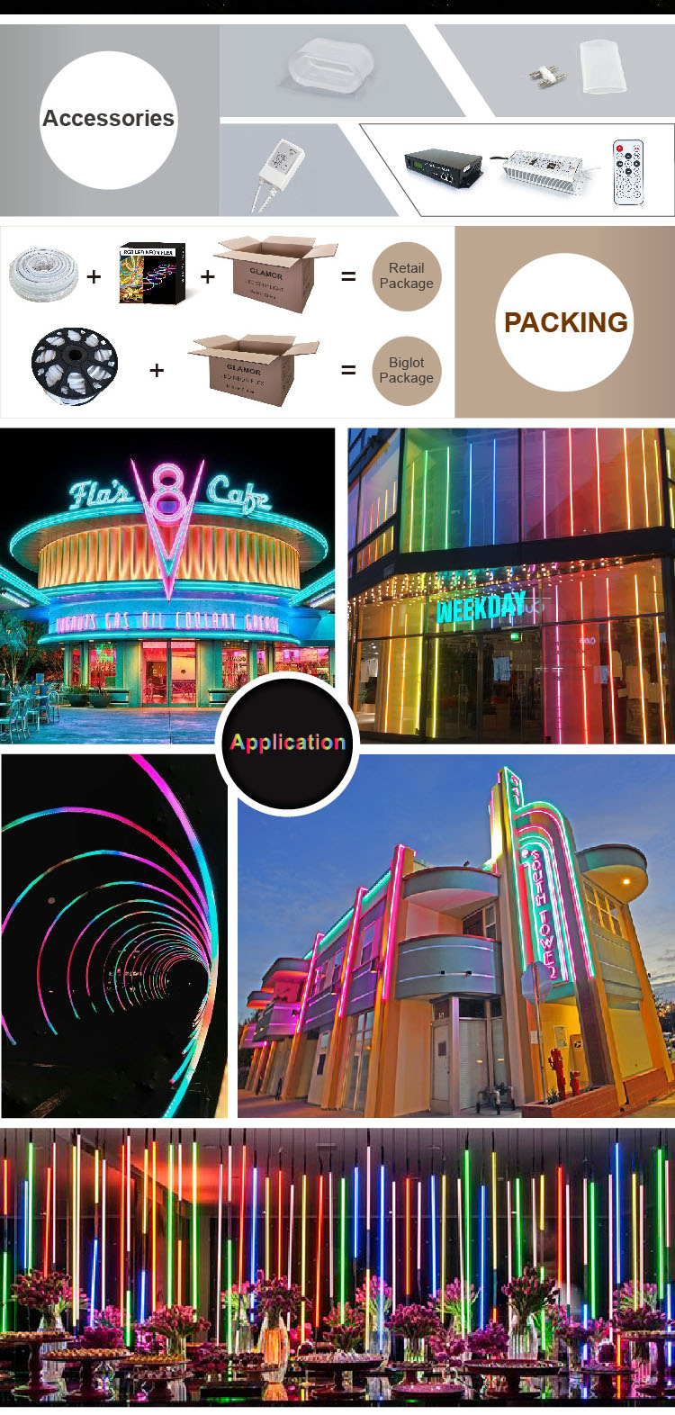 RGBIC LED neon esnek RGB,RGB led neon ip ışık,CE,CB,GS,SAA,ISO üreticileri | GLAMOR 9