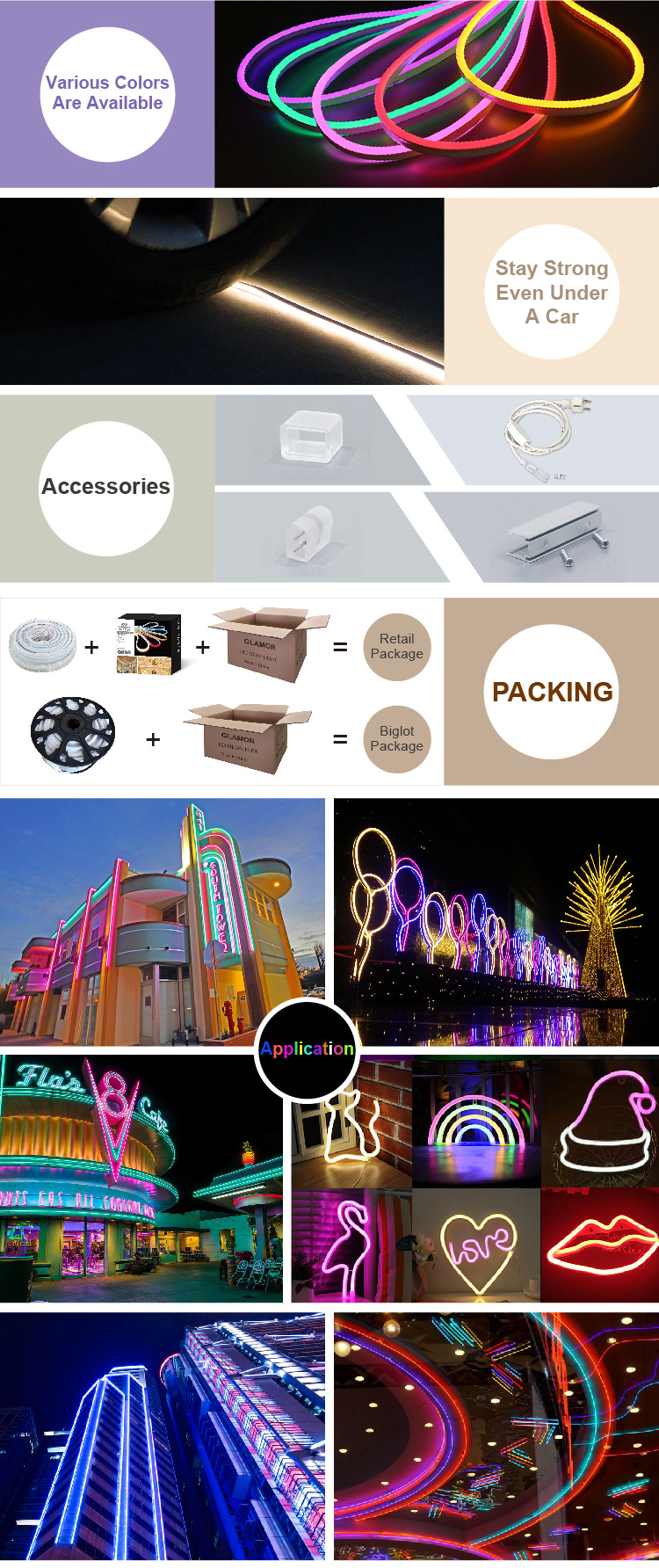 د نیون لیډ سټریپ څراغونه، دودیز CE، CB، GS، SAA، ISO جوړونکي | ګلیمر 9