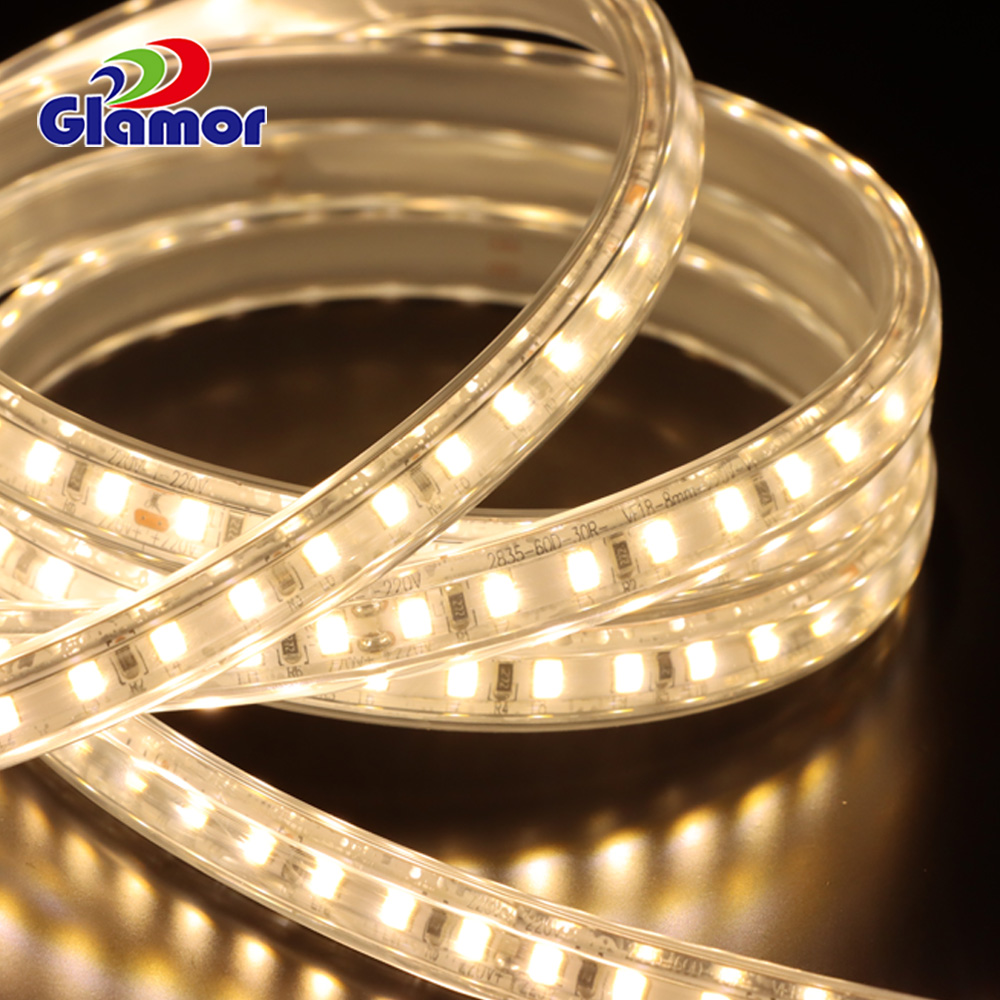 IP65 esnek led şerit 230V 20cm kısa kesme 3000K 3528 SMD 120 LEDS tek satır metre başına su geçirmez 6