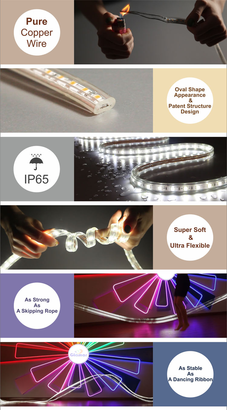 Limyè teren LED deyò ki enpèmeyab 180leds/m, CE, CB, GS, SAA, ISO faktori | GLAMOR 8
