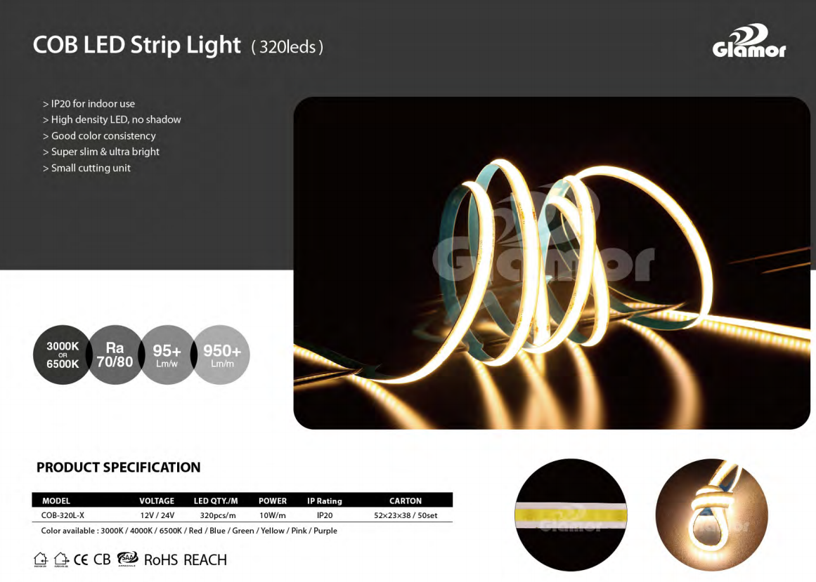 சிறந்த கோப் ஸ்ட்ரிப் உயர் CRI உயர் லுமன் கோப் லெட் ஸ்ட்ரிப் லைட் மொத்த விற்பனை 6