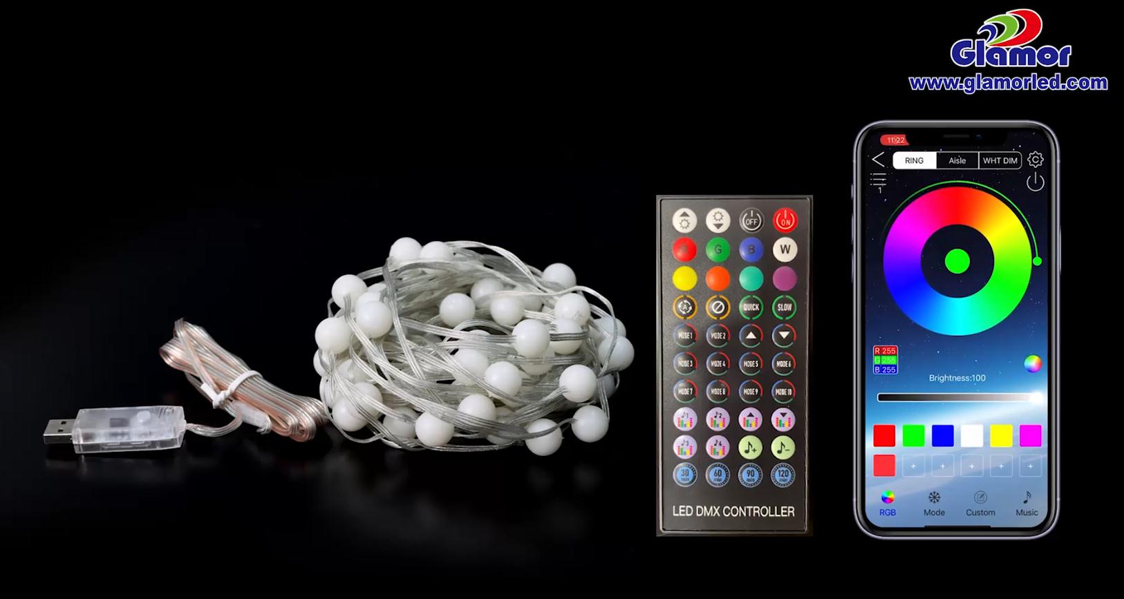 IP44 RGB sijalica u boji LED lampice za vile sa kontrolom aplikacije, visoki sjaj SMD unutra, dobavljač i proizvođač | GLAMOR 9