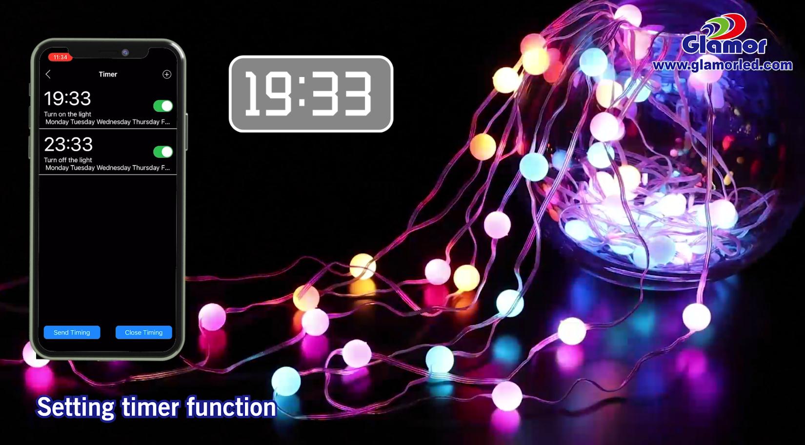 IP44 RGB sijalica u boji LED lampice za vile sa kontrolom aplikacije, visoki sjaj SMD unutra, dobavljač i proizvođač | GLAMOR 12