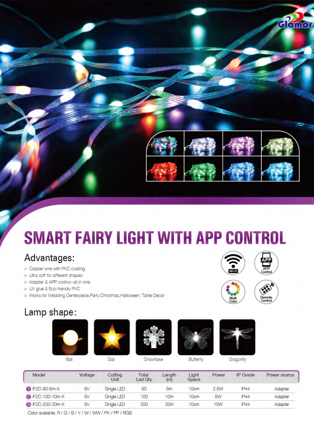 IP44 RGB LED ஃபேரி லைட்ஸ் உயர் பிரகாசம் மென்மையான SMD உள்ளே பல வண்ண சப்ளையர் & உற்பத்தியாளர்கள் | GLAMOR 14