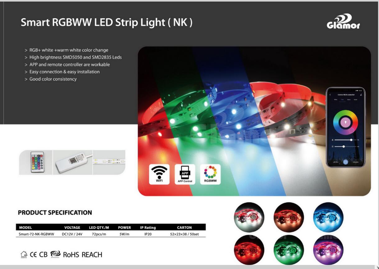 Kendin Yap dekorasyon LED şerit ışık şirketi için en iyi mobil uygulama kontrollü akıllı renk değiştirme kolay kurulum - GLAMOR 3