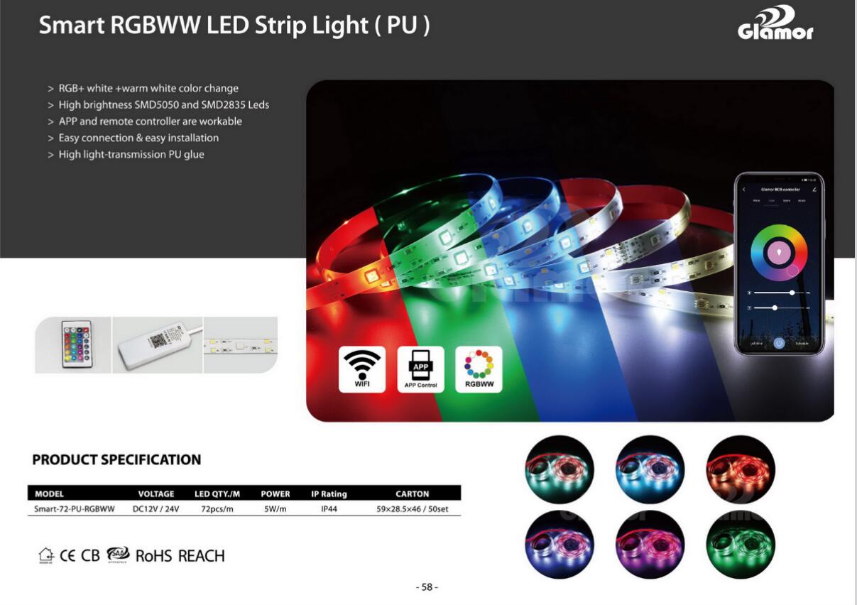 Kendin Yap dekorasyon LED şerit ışık şirketi için en iyi mobil uygulama kontrollü akıllı renk değiştirme kolay kurulum - GLAMOR 4