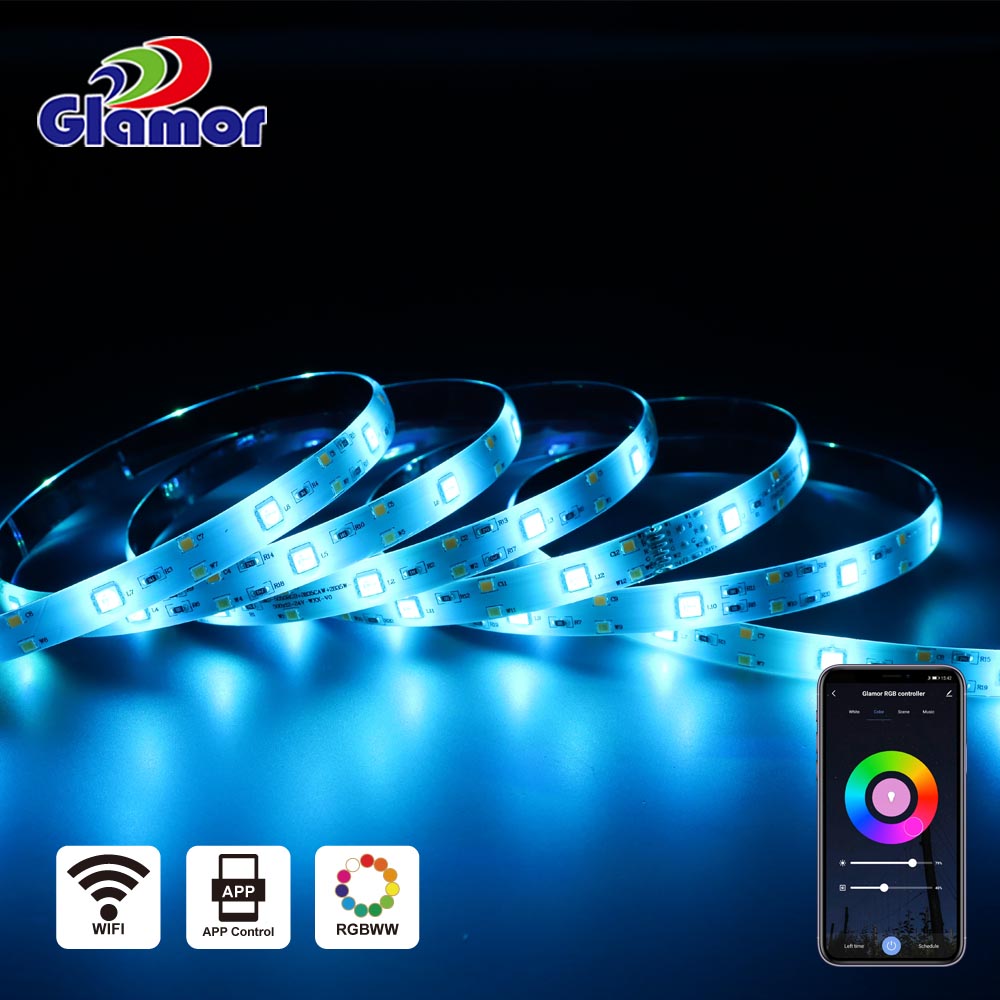 12V 24V akıllı IP44 RGBWW en iyi led şerit ışık tedarikçisi fabrika 12