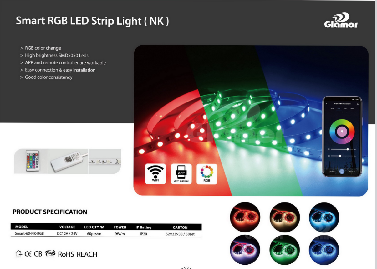 bohlale RGB phetoho ea mebala ea LED bahlahisi ba mabone a marang-rang a tsoang Chaena, APP le remote controller ,IP20 IP44 | KHANYA 3
