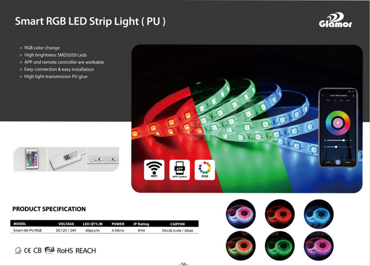 bohlale RGB phetoho ea mebala ea LED bahlahisi ba mabone a marang-rang a tsoang Chaena, APP le remote controller ,IP20 IP44 | KHANYA 4