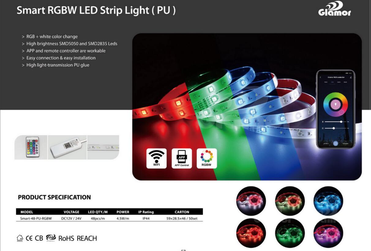 Özel RGBW çok renkli değişen DIY akıllı LED şerit ışığı, Tuya Uygulaması kontrollü, Çin'den üreticiler | GLAMOR 4