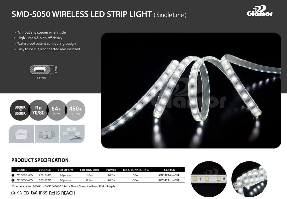 Çin PATENT SMD5050 düşük maliyetli yüksek verimli IP65 kablosuz süper ince LED şerit ışığı tedarik ediyor-Glamor optoelektonik LTD. 9