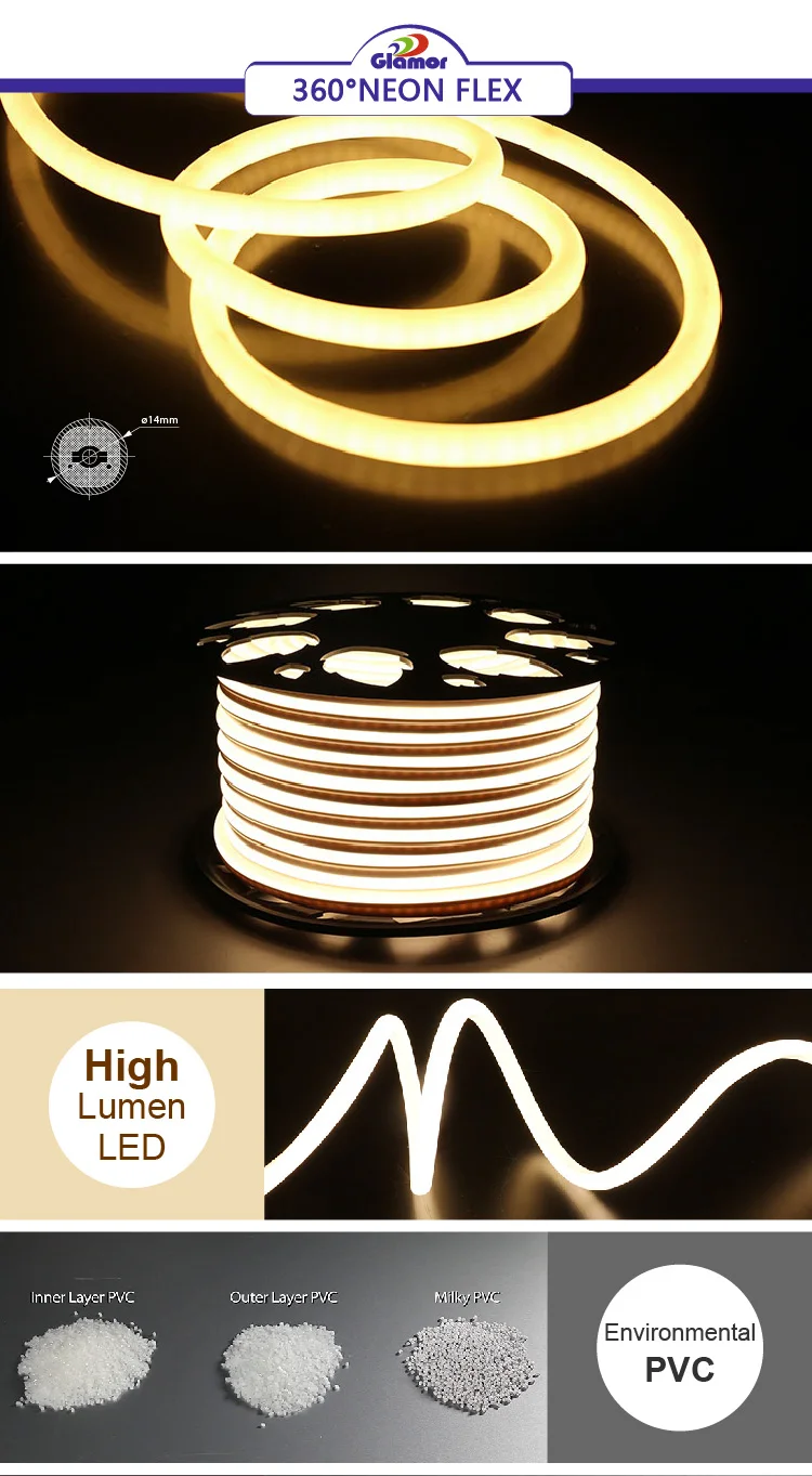  360 Derece Neon Şerit Led 24V DC Neon Led Tabela veya Neon Lled Kelimeler Çatıda IP65 Su Geçirmez Kesilebilir Özel