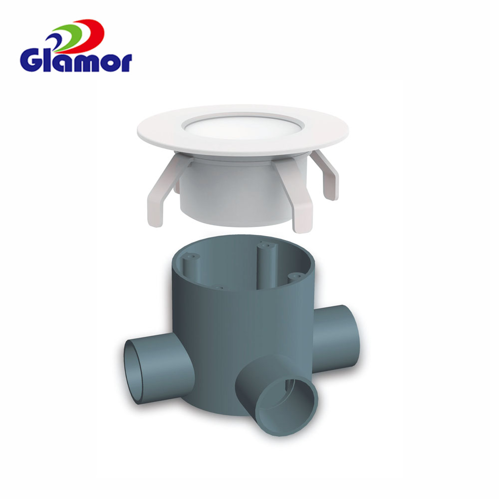 LED-plafona malsuprenlumilo malheligebla enmetebla malantaŭa lumo por la serio Junction BOX FIT | GLAMOR 4