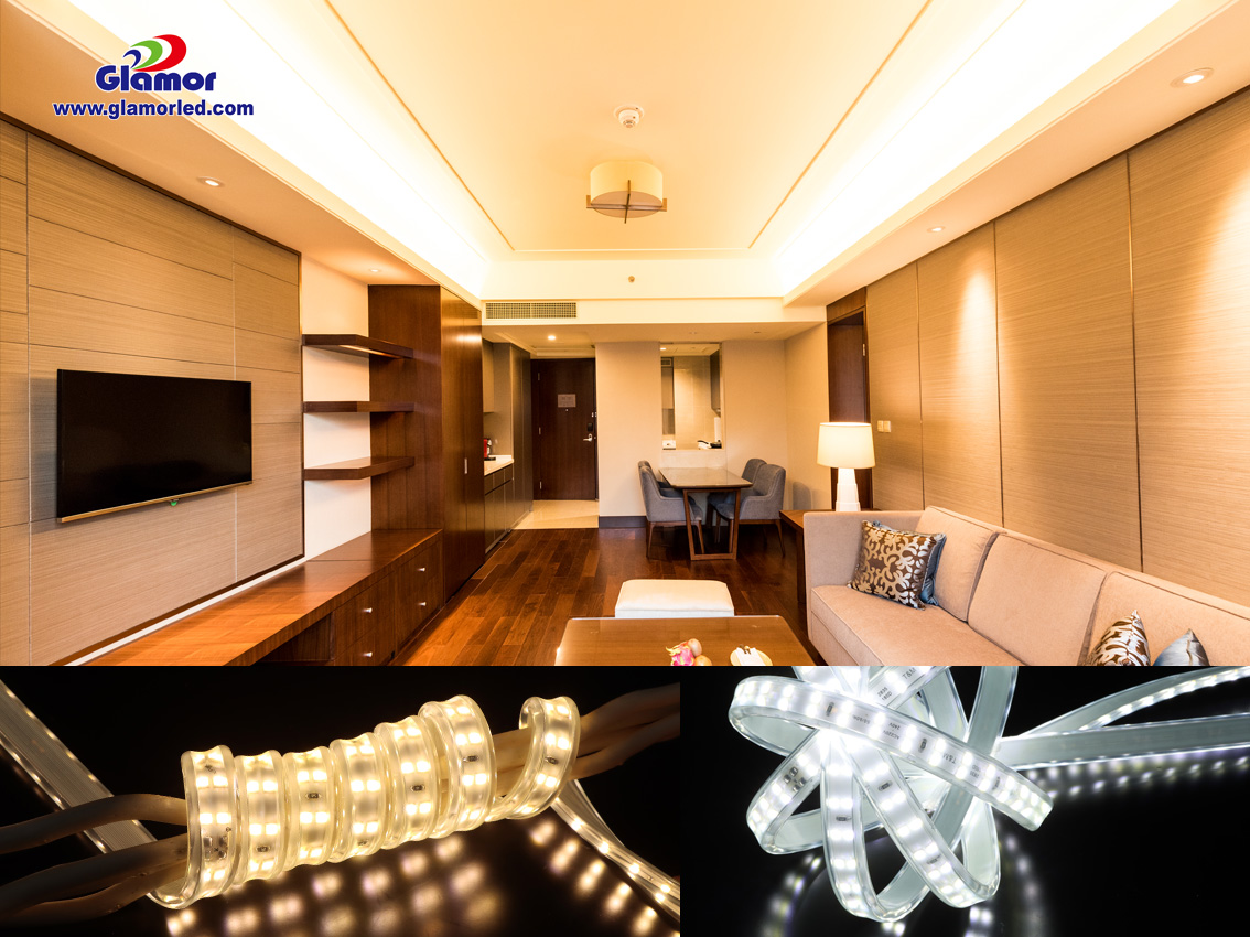 防水装饰灯带，中国 180 LED 双线白光 3000K，制造商 - GLAMOR 3