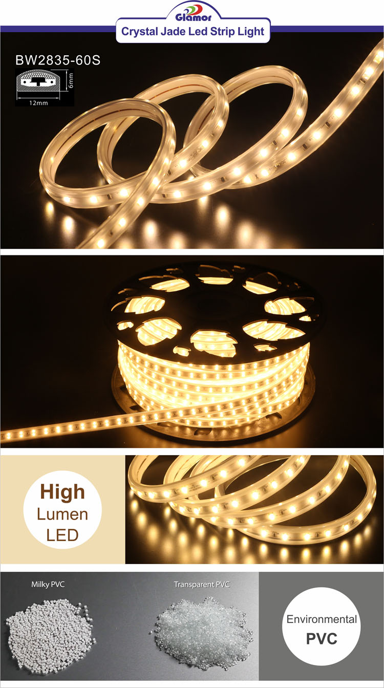 Dış Mekan LED Şerit Işıkları su geçirmez kaliteli Kristal Yeşim (BW2835-60S) 3
