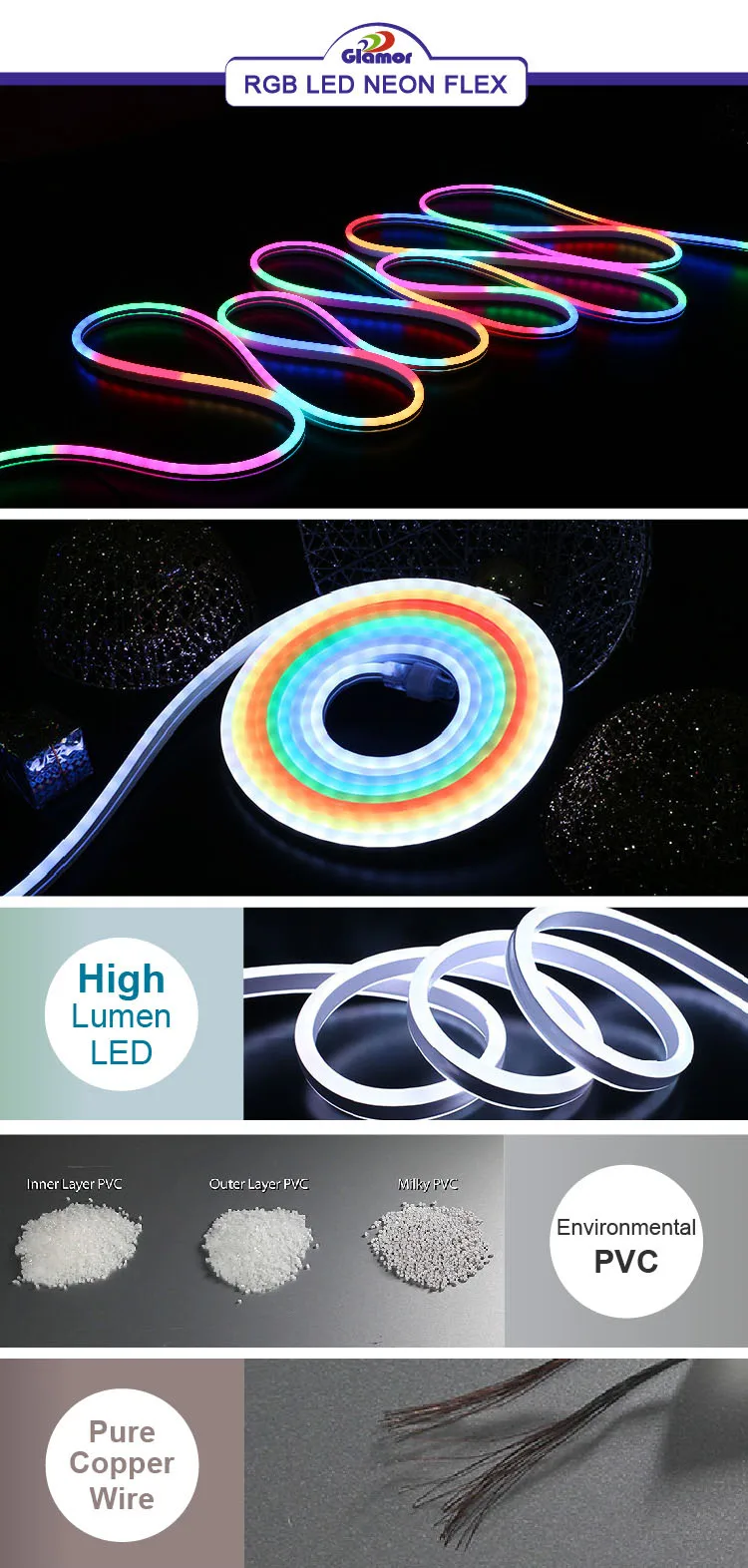 Хаягтай Neon Flex эсвэл 5050 Led RGB неон тууз; IP65 ус нэвтэрдэггүй хянагч хөөх эффекттэй дижитал неон флекс