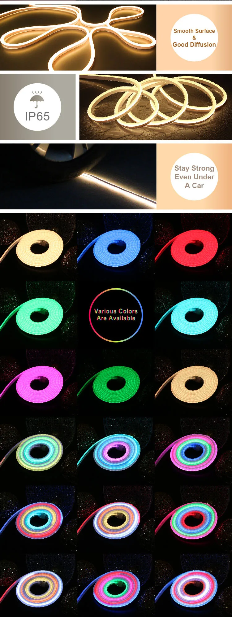 Хаягтай Neon Flex эсвэл 5050 Led RGB неон тууз; IP65 ус нэвтэрдэггүй хянагч хөөх эффекттэй дижитал неон флекс