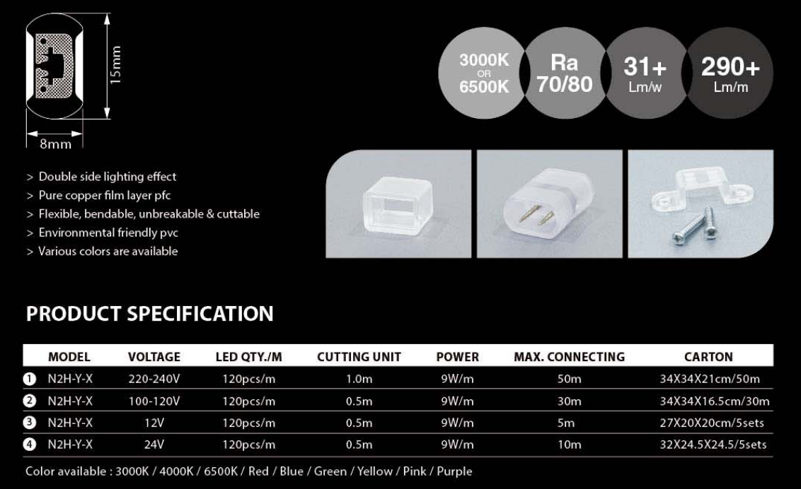 Toptan Led Neon Esnek Şerit Aydınlatma Çift Taraflı Neon Esnek Şerit 2