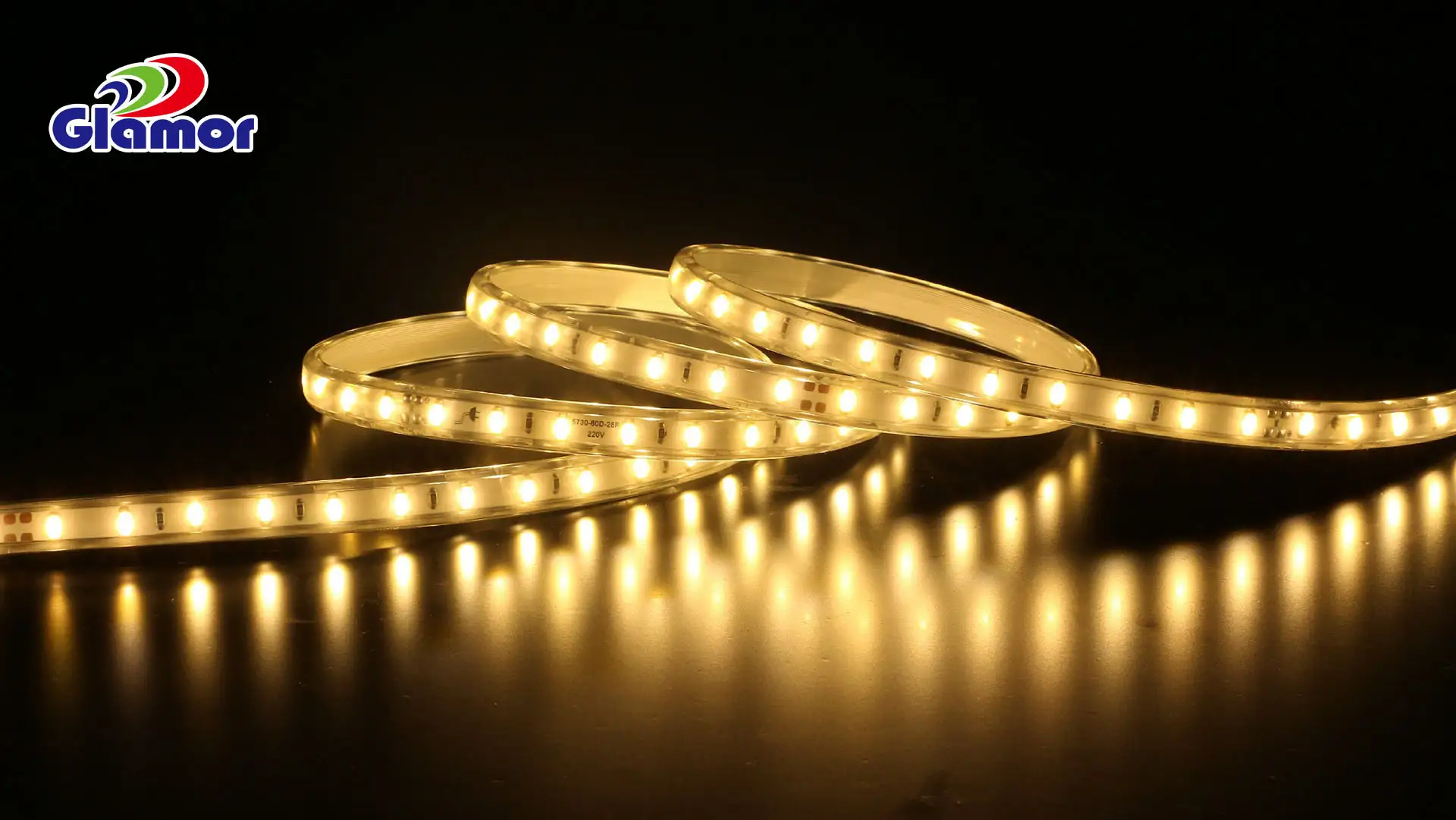 Shirit LED pa tel 100-240V me rezistencë ndaj ujit IP65, me lumen të lartë, 60 leds/m (WL5730-60S-WW). Prodhuesit - GLAMOR 1