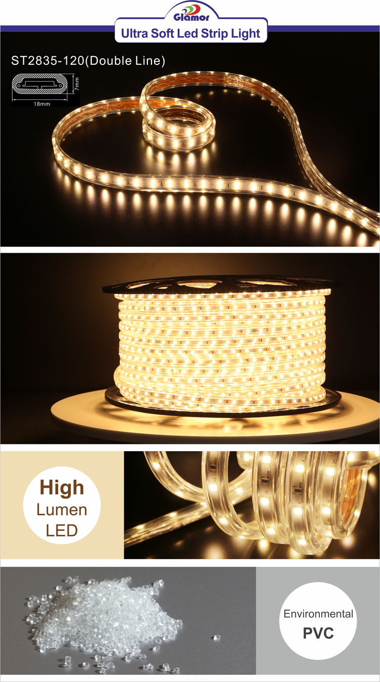 Εξαιρετικά μαλακή λωρίδα LED εύκαμπτη λωρίδα LED χονδρικής ST2835-120D 3