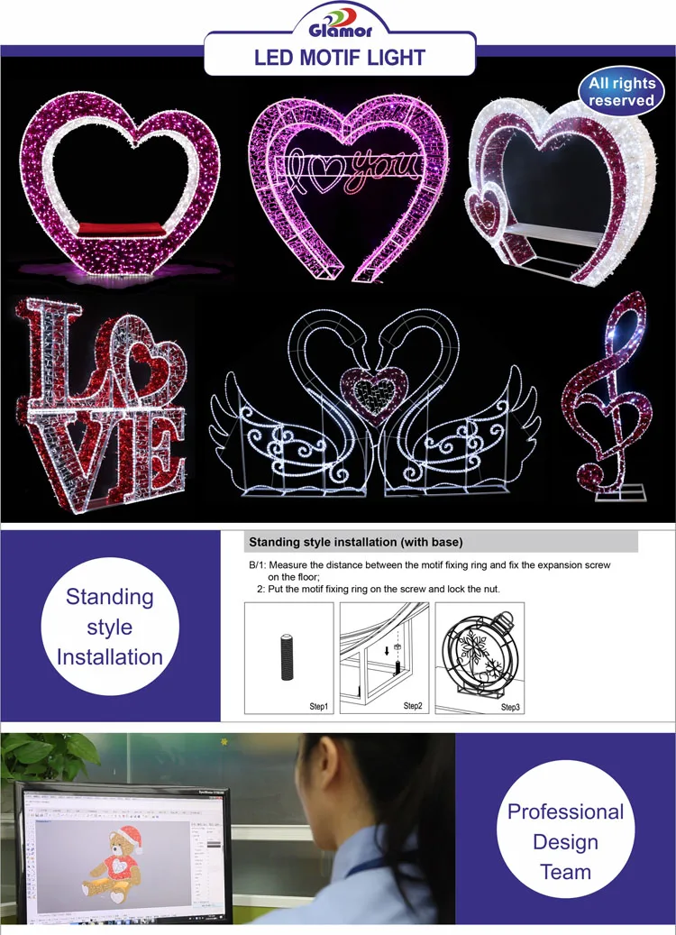  தோட்டம் மற்றும் சந்தை நிகழ்வுக்கான இருக்கை கிறிஸ்துமஸ் தெரு பந்து அலங்காரத்துடன் கூடிய வெளிப்புற 3டி காதல் கடிதத் தொடர் LED மோட்டிஃப் லைட் பிரேம்