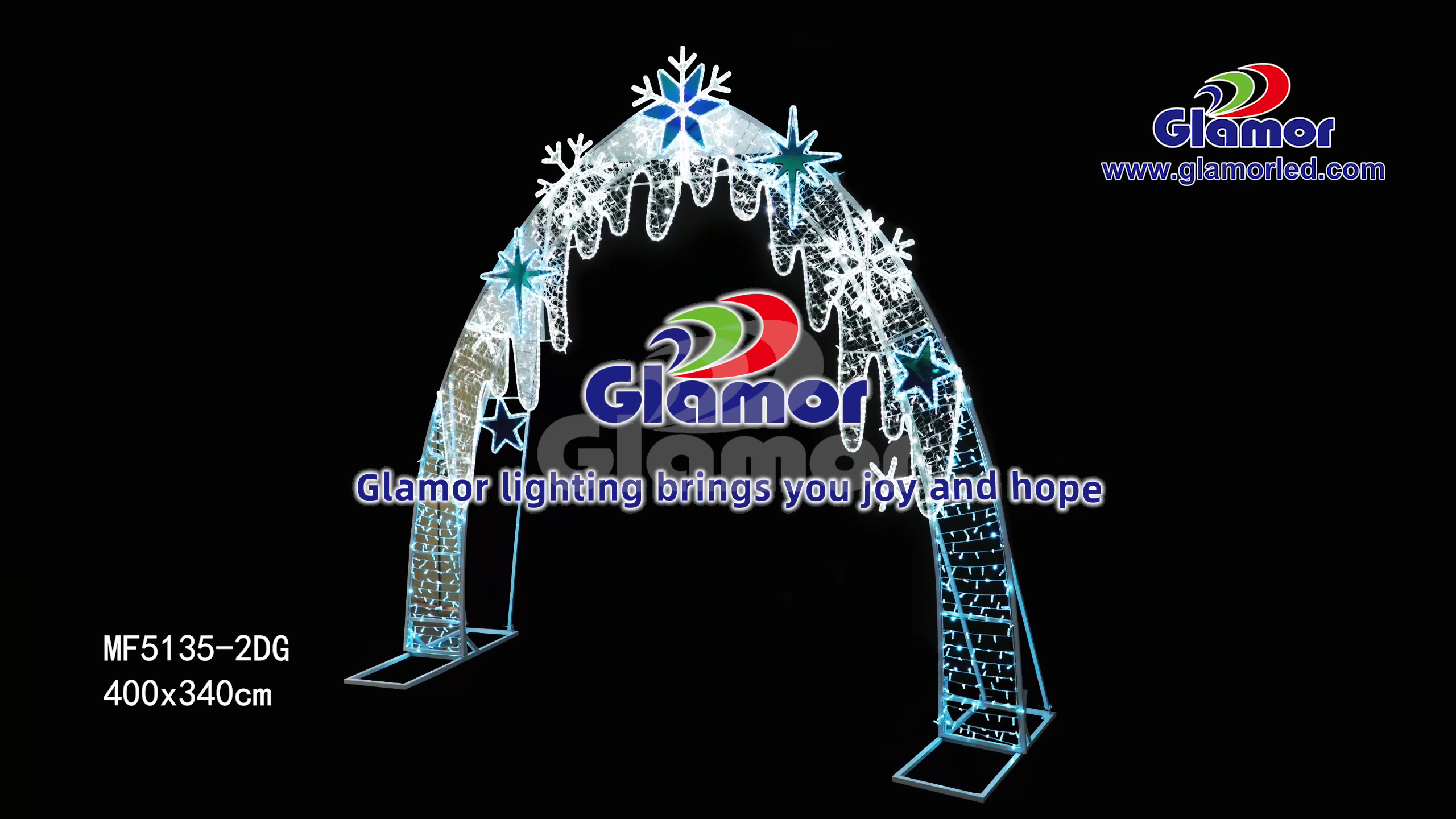 Özelleştirilmiş ürünler 2D kar tanesi kemer buz dünyası tarzı LED motifli ışık ekranı | Glamour fabrikası 4