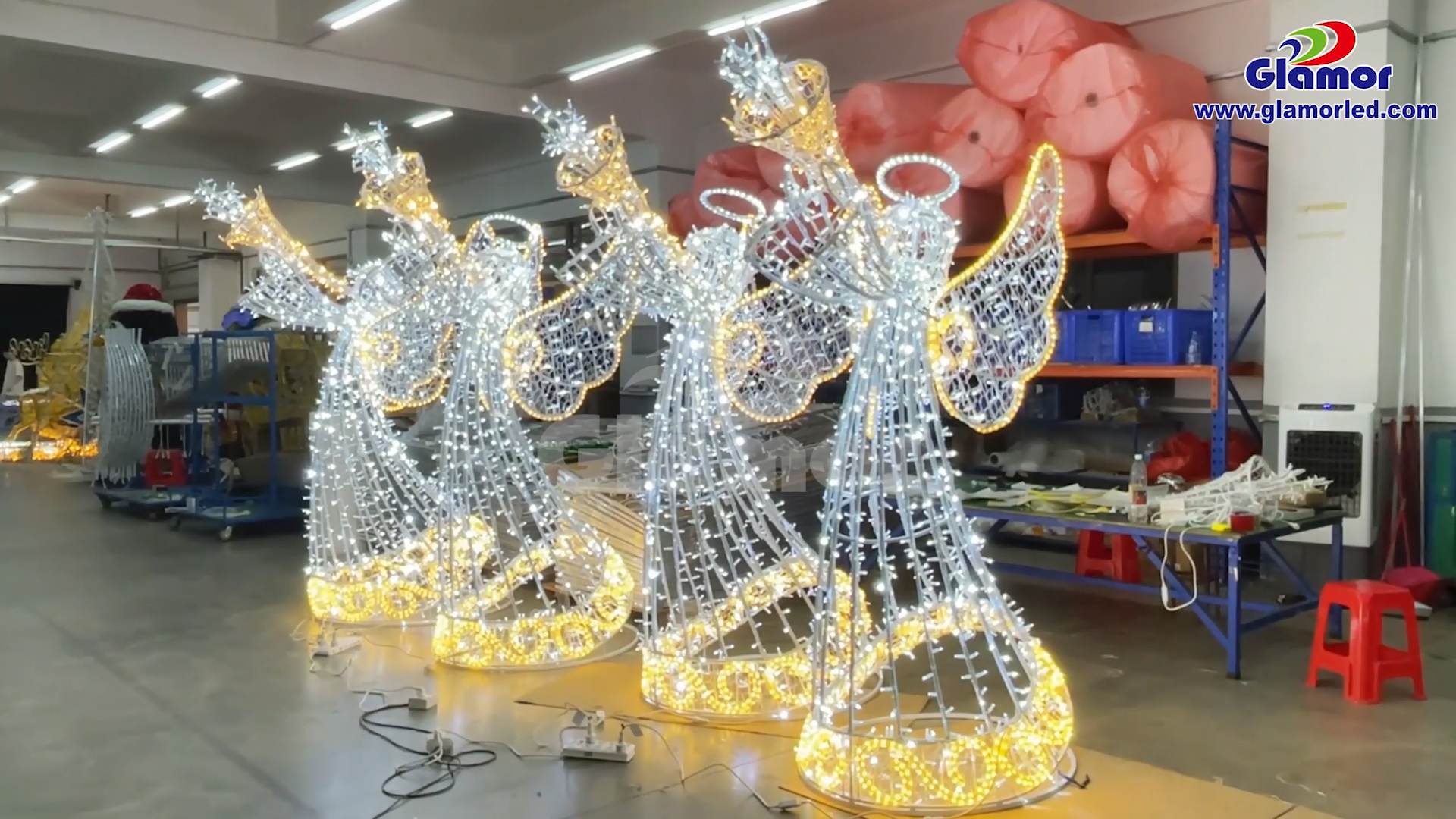 Προσαρμοσμένοι κατασκευαστές μοτίβων αγγέλου 3D σε λευκό και ζεστό λευκό χρώμα για το φεστιβάλ Christimas από την Κίνα | GLAMOR 3