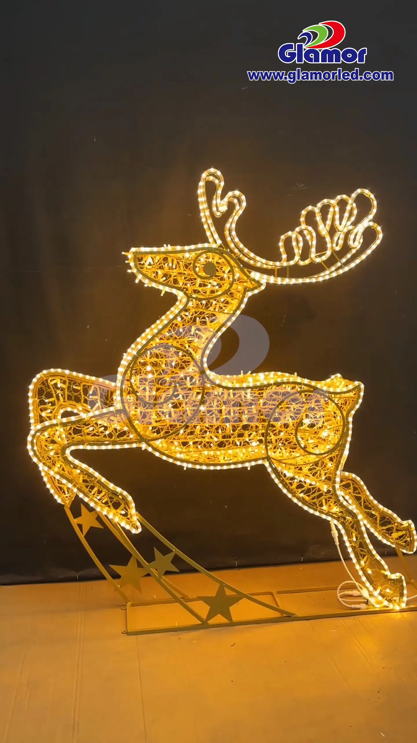 Affichage LED 3D de qualité, cerf, blanc chaud, pour festival de Noël, fabricant | GLAMOR 1