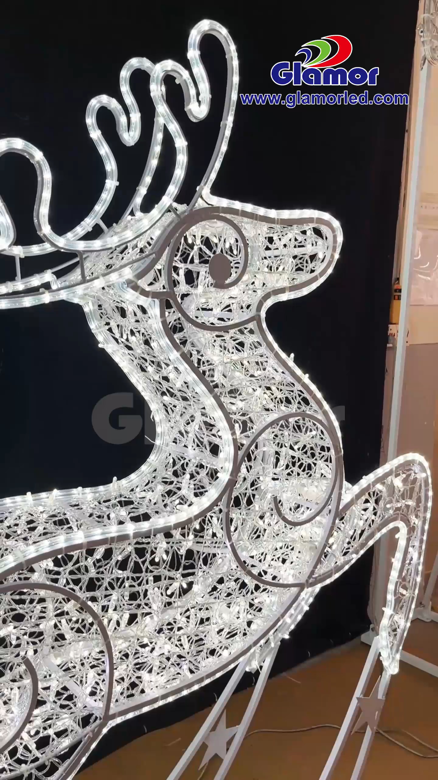 Kvalitetna nova 3D sobova za vanjsku i unutarnju upotrebu iz 2025. godine, bijela božićna dekorativna svjetla | Glamour Manufacturer Factory 3