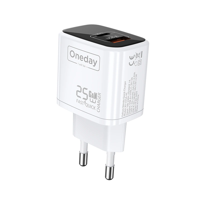 25W GaN Charger USB Type C Dual Port Fast Charge Flame Retardant 1