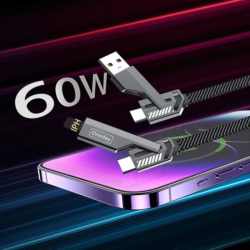 Aluminum Multi-Function Charging Data Cable PD 30W 60W 100cm 1