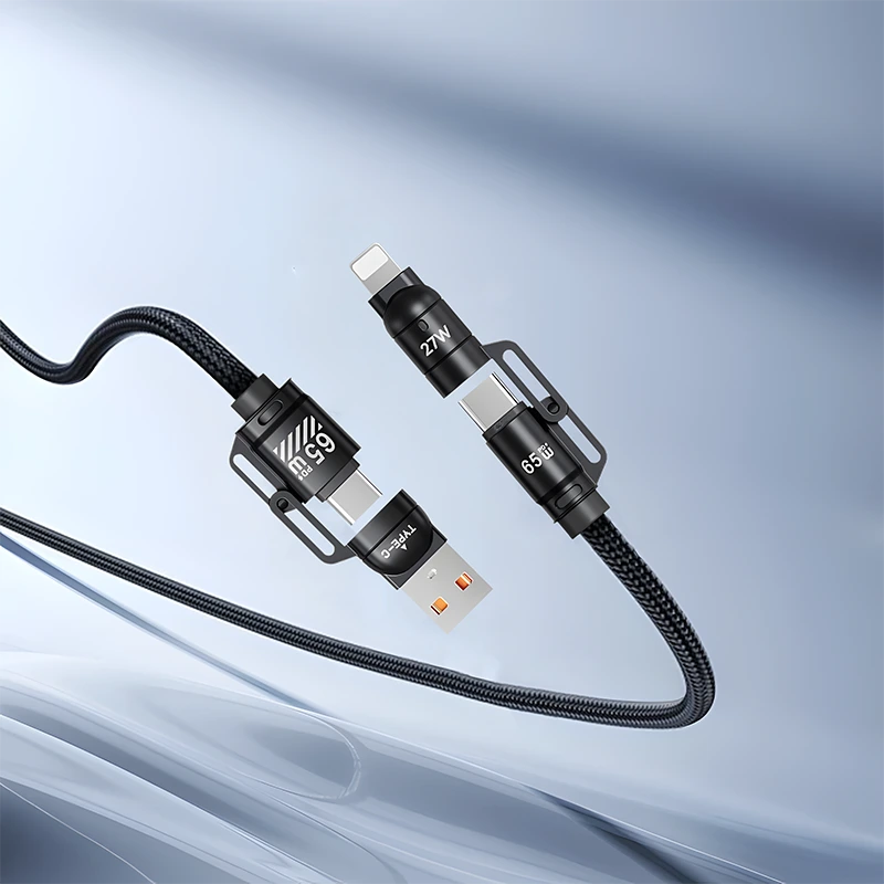 AA18 100CM 4in1 Metal wire charging data cable 1