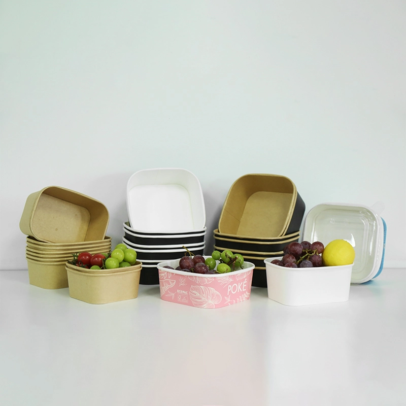 1000cc square paper containers with PLA coating 1