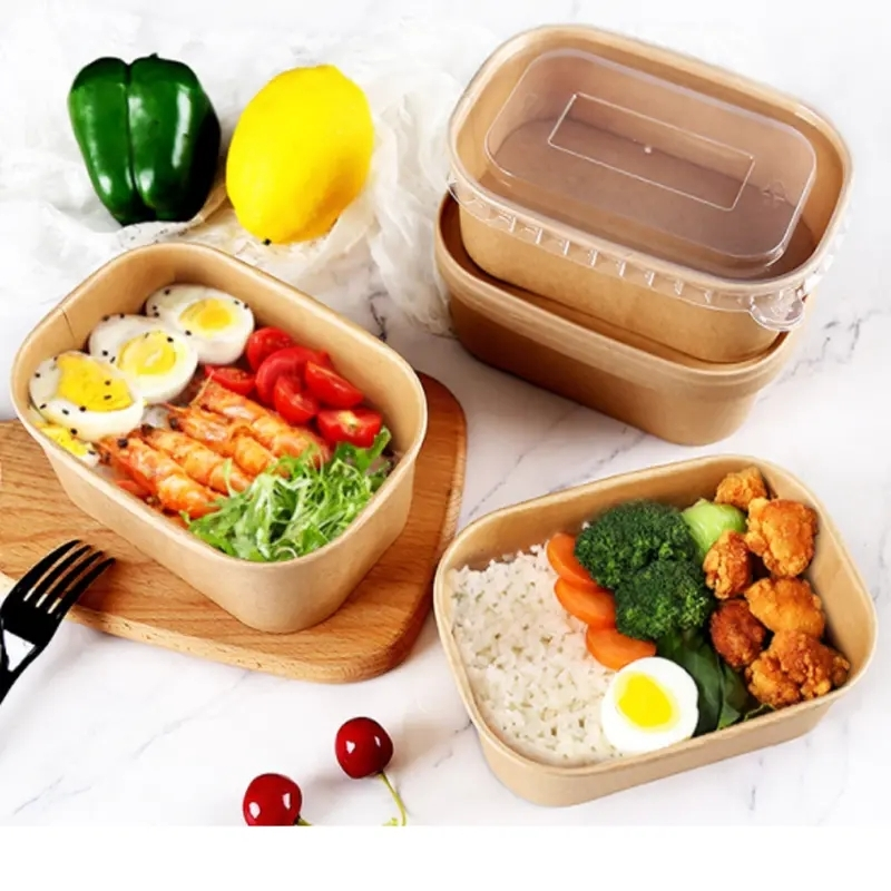 Customized rectangle food container with lid 750ml 1