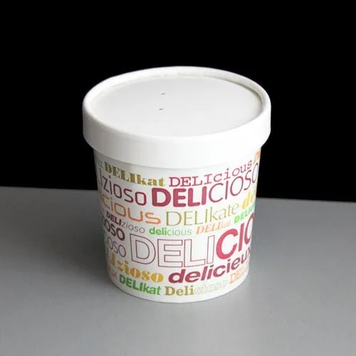 White Compostable double PE Ice Cream Paper cup 12oz 1