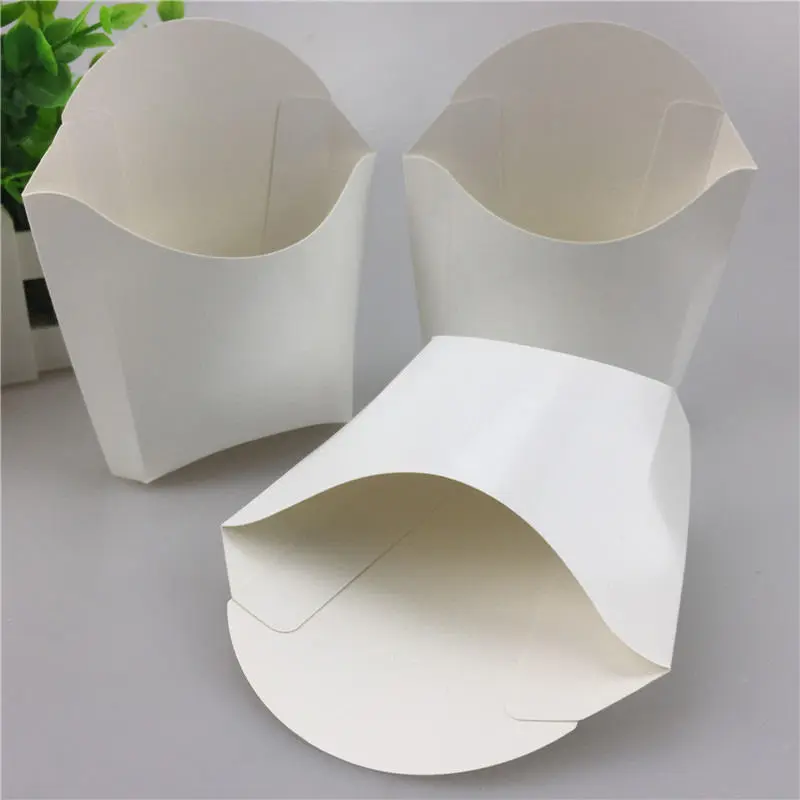 16oz Kraft French Fries Boxes Disposable Fried Chips White Paper Box 1