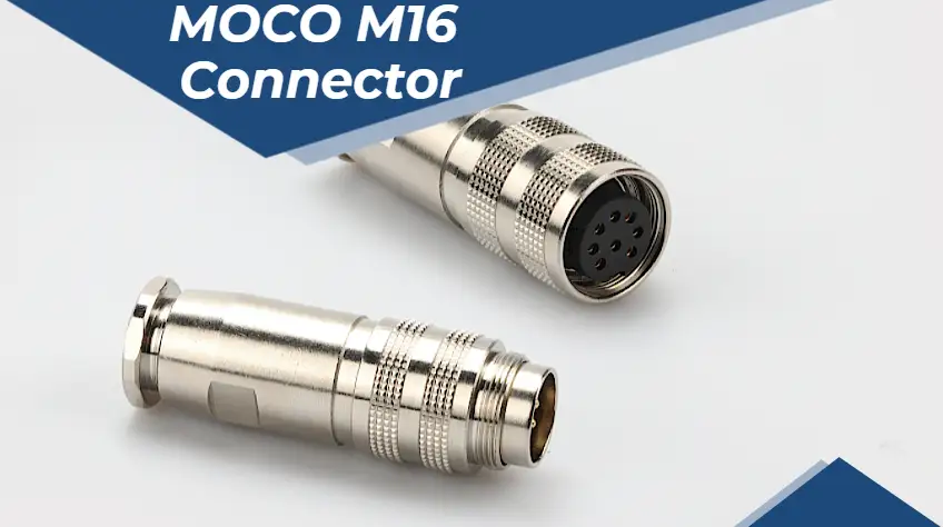 Conector circular MOCO M16 macho a hembra tipo soldadura, conector metálico resistente al agua IP67 para señales de automatización industrial. 1