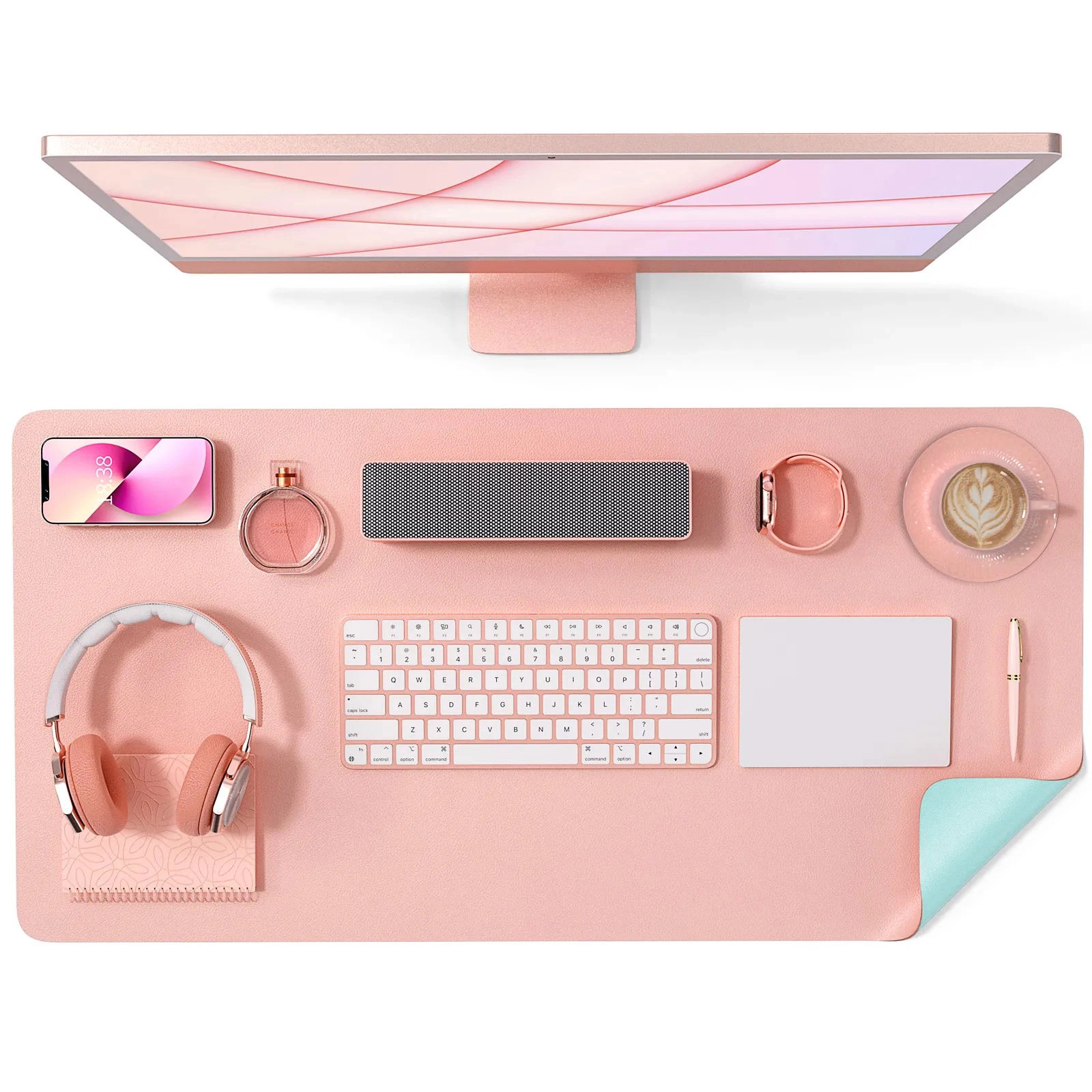 KAL Dual-Sided Desk Pad Protector, Desk Mat with Non-Slip - Waterproof Faux Leather Office Desk Blotter for Mouse, Keyboard, Writing 1