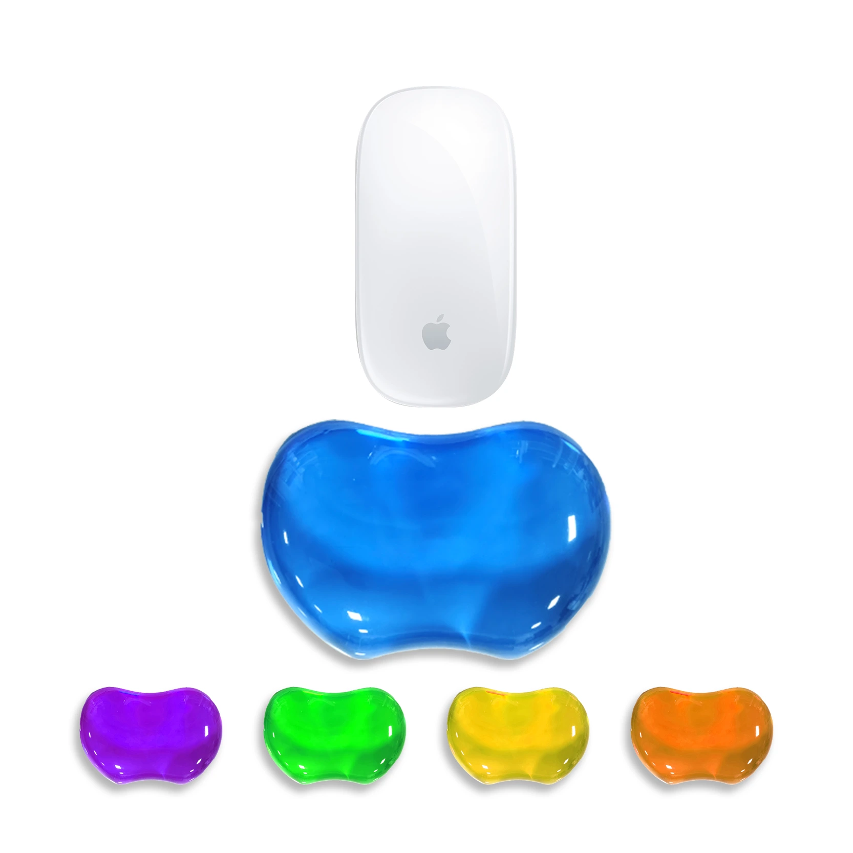 KLW-4027T crystal gel mouse wrist rest cushion with non-slip base. 123x85x23mm ultra-compact ergonomic design reduces typing pain for office, home, and gaming use 1