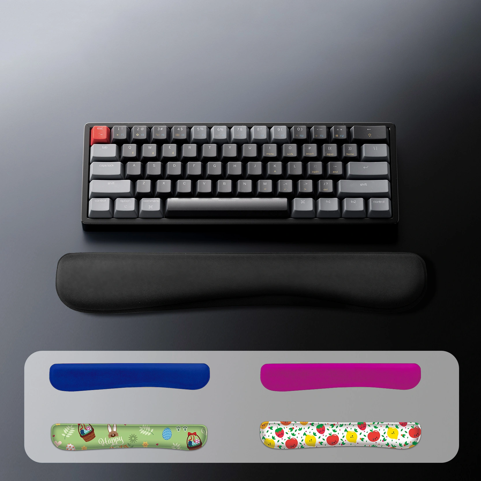 KLJ-5008F Custom Printing Memory Foam Keyboard Wrist Rest | IP Pattern Ready with Silky Smooth Cloth Surface *467*80*22mm | Responsive Support for All-Day Typing Comfort* 1