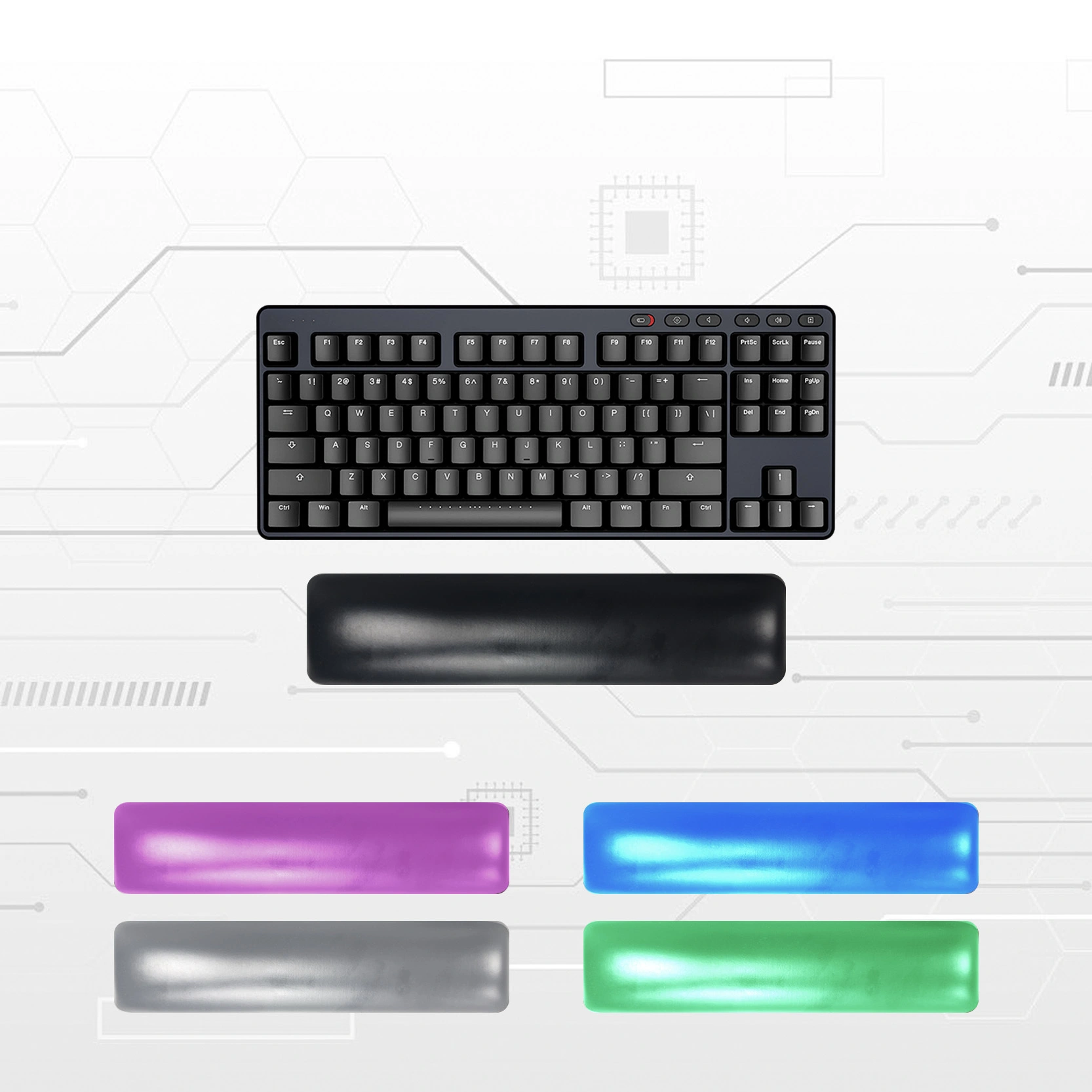 KLJ-5058L Soft Skin Leather Gel Keyboard Wrist Rest | Ergonomic Support with Anti-Slip PU Base 300×70×18mm Premium Compact Comfort for Office & Laptop Typing 1