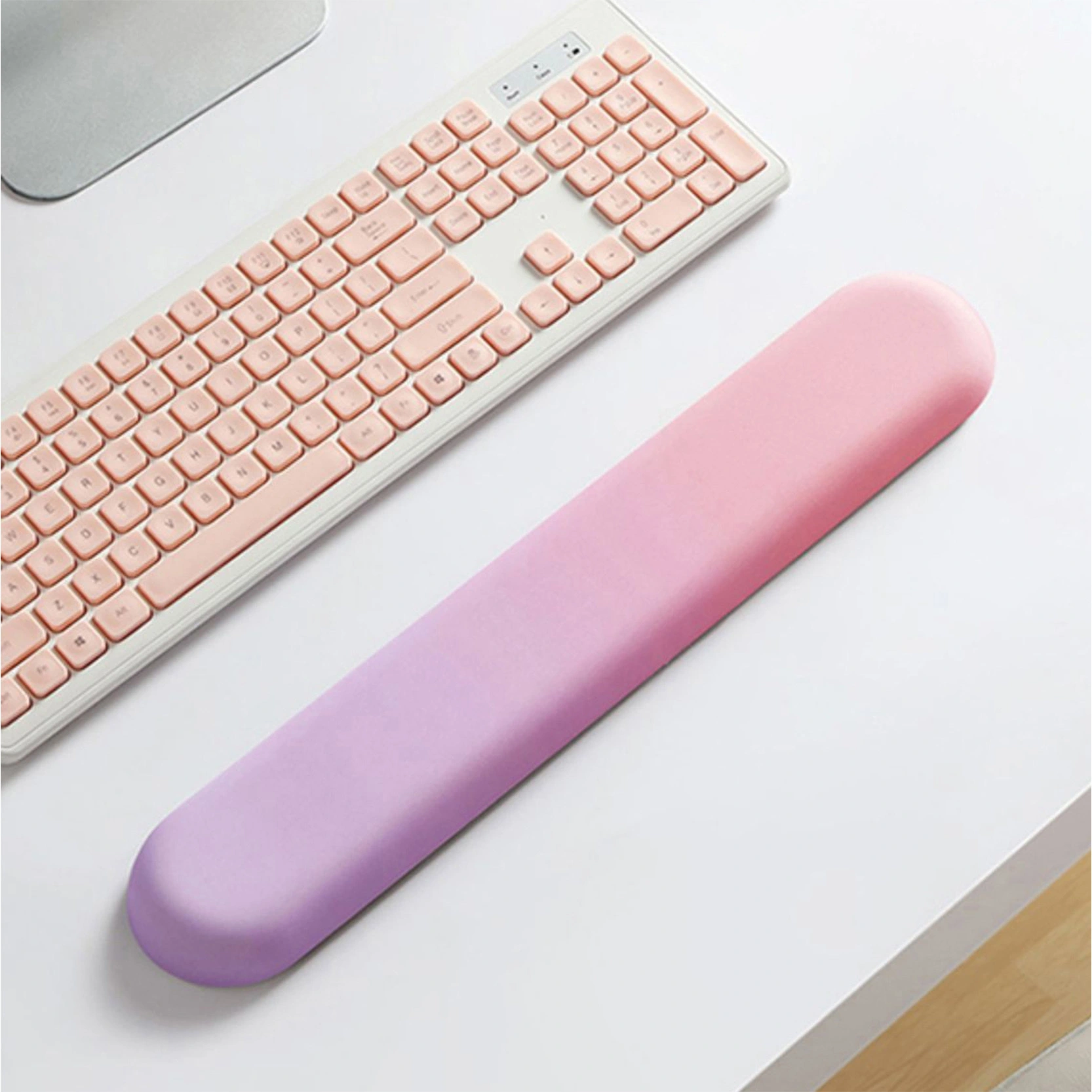 KLJ-5085 Custom Pattern Printing Gel-Filled Keyboard Wrist Rest with Smooth Elastic Cloth Surface 440×80×20mm | Compact Ergonomic Support for Efficient Typing 1