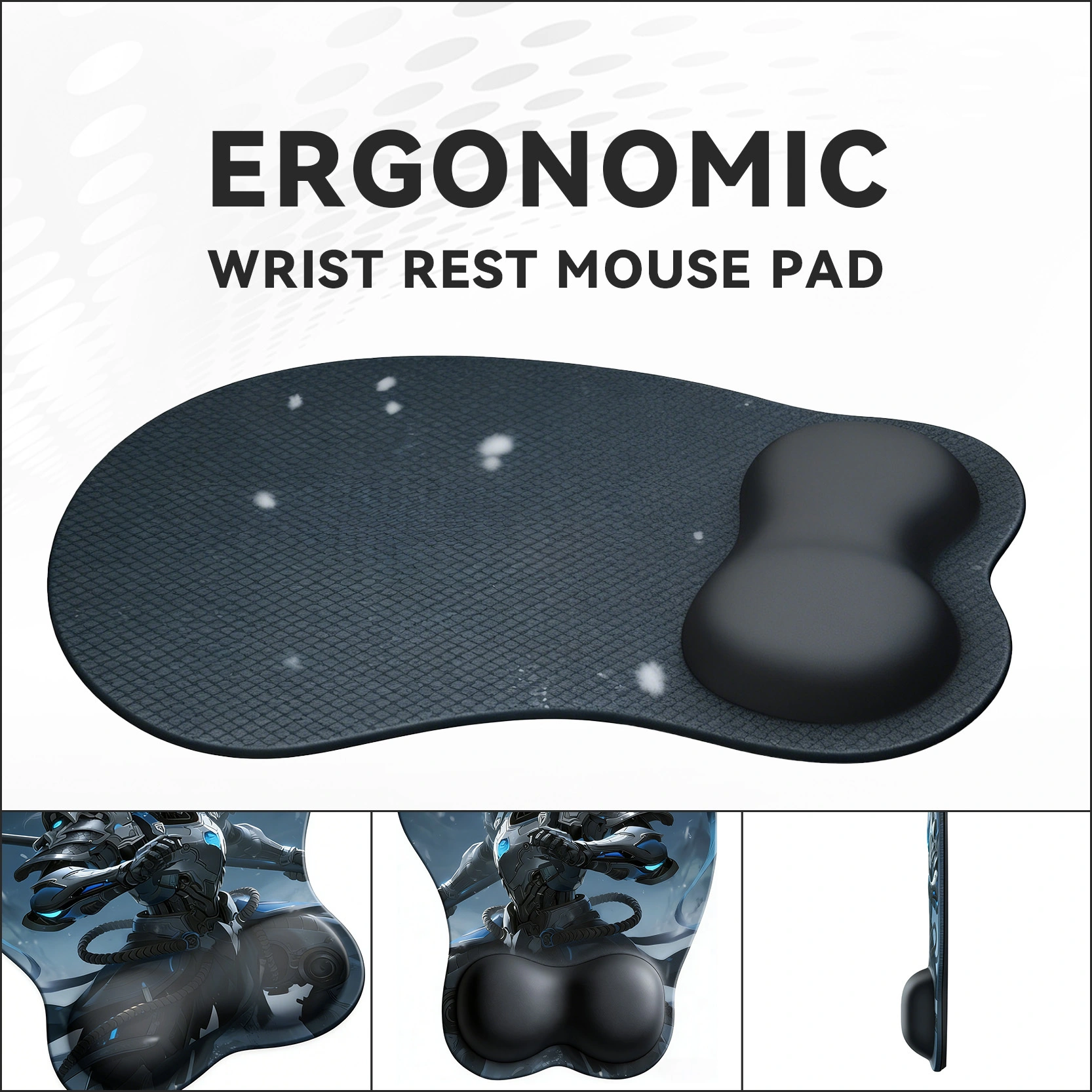 Ergonomic wrist rest mouse pad, supports multiple styles of printing