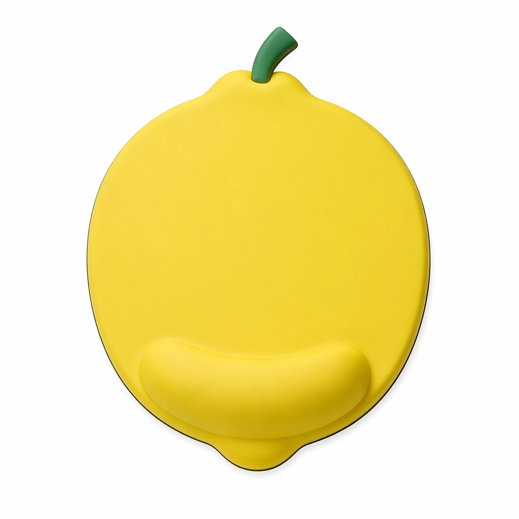 Lemon-shaped ergonomic wrist rest mouse pad, minimalist solid-color silicone design