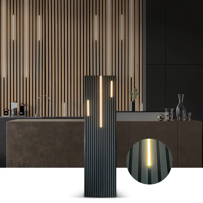 Led Headlights Acoustic Wooden Wall Led Strip Light Screen Display Panels Soundproof Wood Slat Acoustic Panels Supplier 1