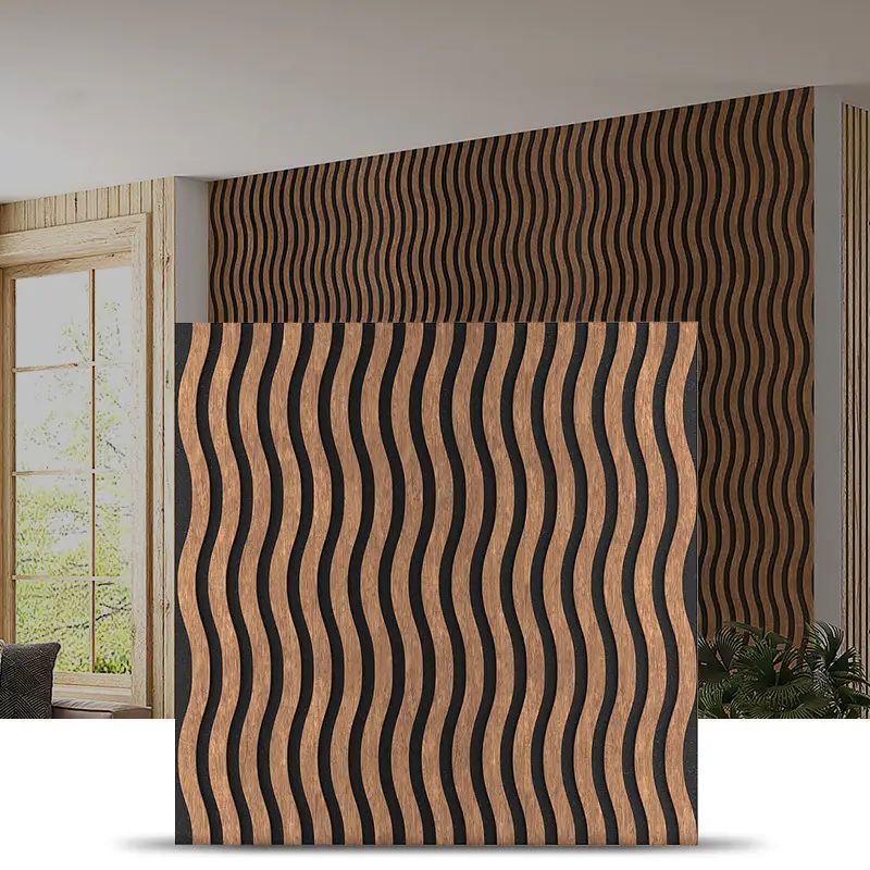 New Design 3D Elegant Waves Akupanel Wood Wall Acoustic Panel Eco-Friendly Acoustic Wall Panel Manufacturer 1