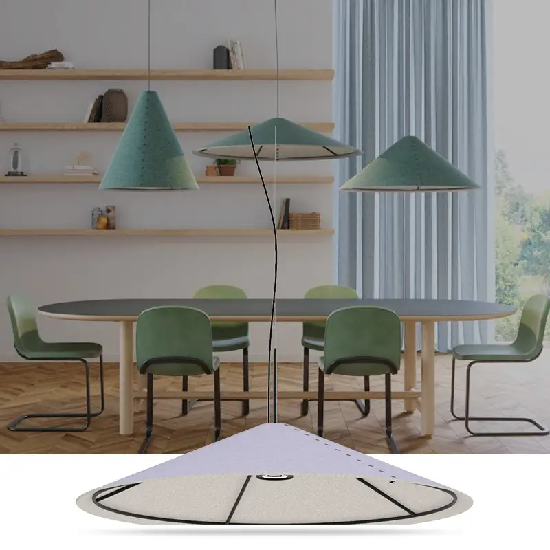 ROOAOO polyester acoustic felt Light Noise-Reducing Ceiling Lamp LED  Hanging Acoustic Pendant Light for  Rooms 1