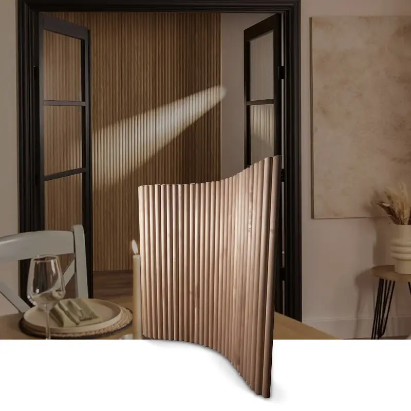Natural Bamboo Oak Veneer Premium Flexible Acoustic Panels – Semi-Circular Wood Slat Design by Manufacturer 1