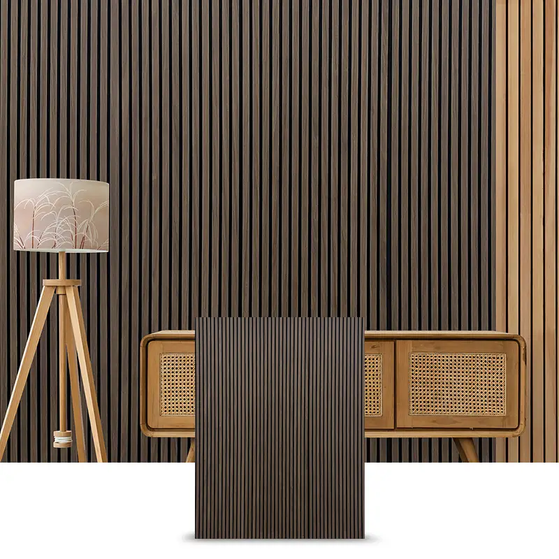 ROOAOO best-selling high-quality dark smoke oak wood slat panel for creating your own personalized space 1