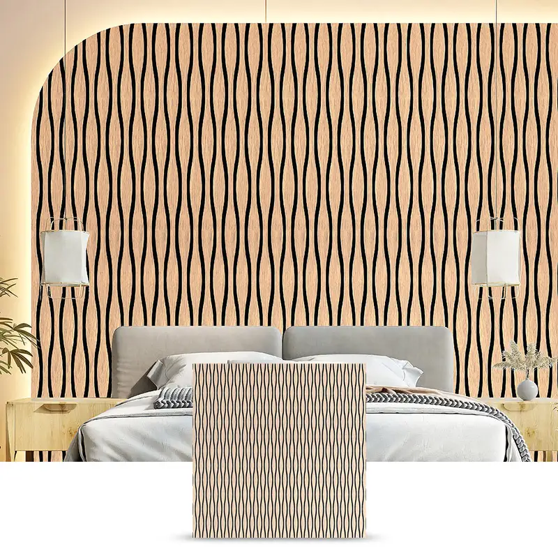 Eco-Friendly PET MDF Akupanel Soundproof Acoustic Wood Slat Wall Panels Woven Modern Design For Interior 1